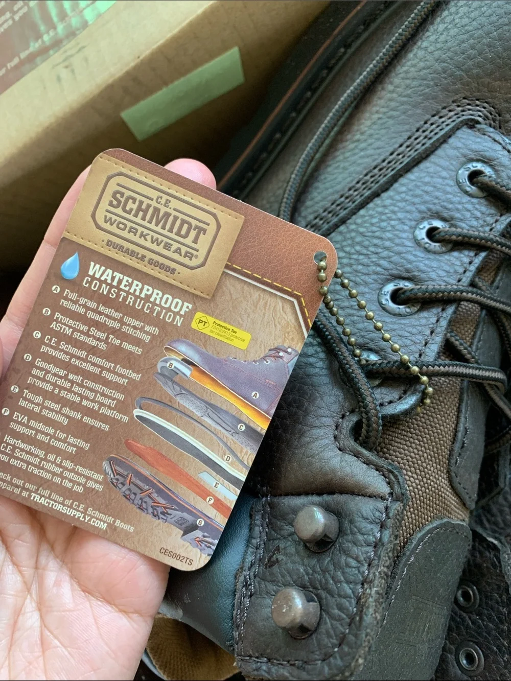 C.E. Schmidt Workwear Brown Waterproof Boot , never been worn.